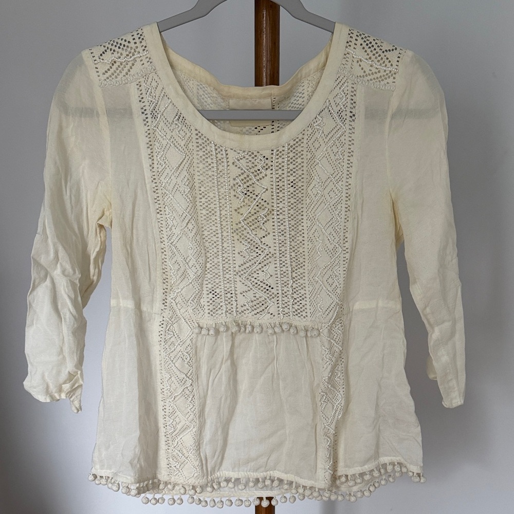 Maeve Cream Crochet Trim Boho Blouse